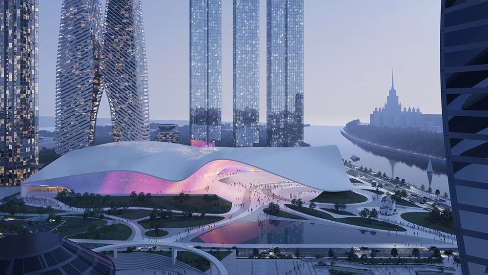 A protective veil — the symbol of the new space of the National Centre RUSSIA